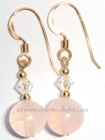 Rose Quartz & Crystal Gold Earrings